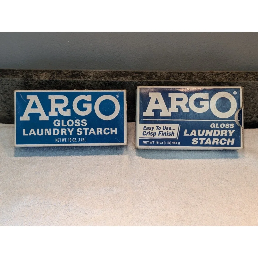 ARGO Powdered Chunks Gloss Laundry Starch Vintage 2 16 oz Blue Boxes